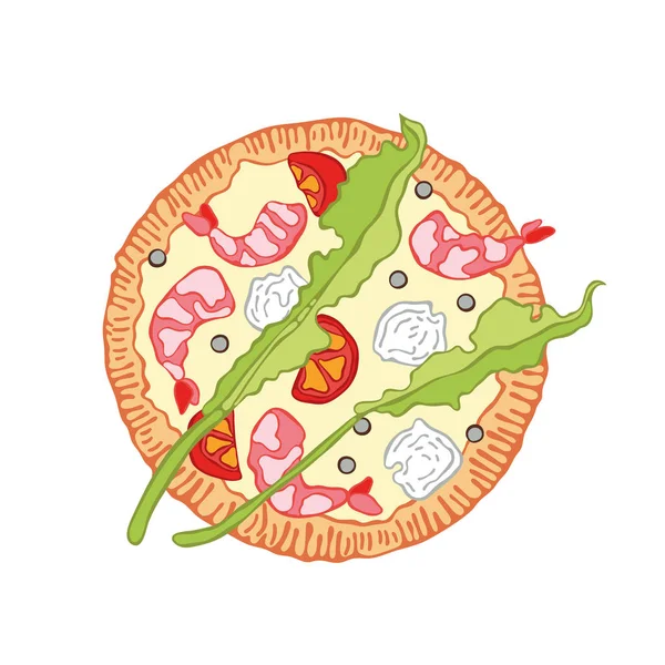 Pizza Caricatura Alimentaria Objeto Vectorial Aislado Sobre Fondo Blanco — Vector de stock