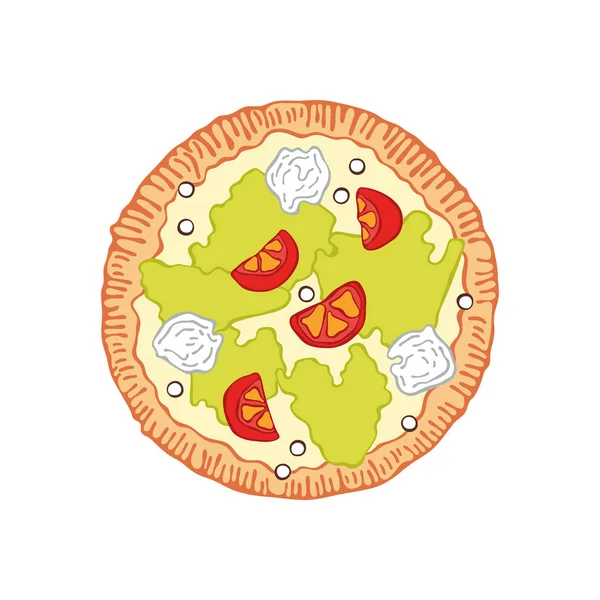 Une Pizza Caricature Alimentaire Objet Vectoriel Isolé Sur Fond Blanc — Image vectorielle