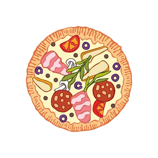 Pizza Caricatura Alimentaria Objeto Vectorial Aislado Sobre Fondo Blanco — Archivo Imágenes Vectoriales