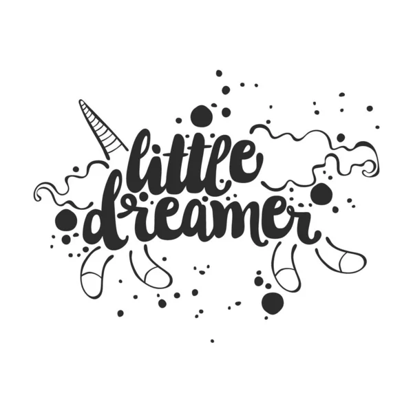 Little Dreamer Lettering Isolated Vector Objects White Background — Stock Vector