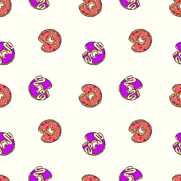 Donuts Cartoon Print Seamless Vector Pattern Background — Stock Vector