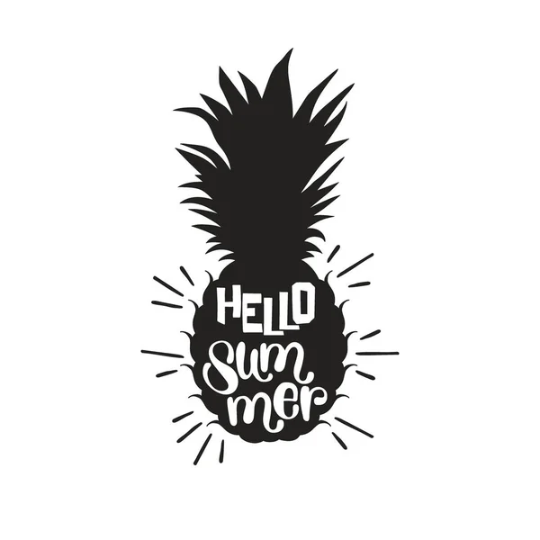 Hallo Zomer Ananas Letters Geïsoleerd Vectorobject Witte Achtergrond — Stockvector