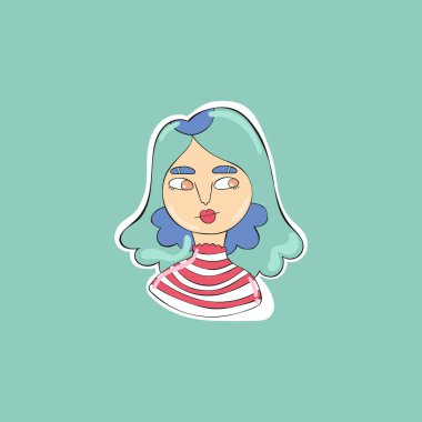 Genç kadın. Güzel kız. Karikatür insanları. İzole vektör nesnesi. Renk çizimi.