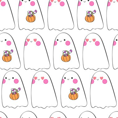 Hayalet. Cadılar Bayramı baskısı Kusursuz vektör deseni (arkaplan).