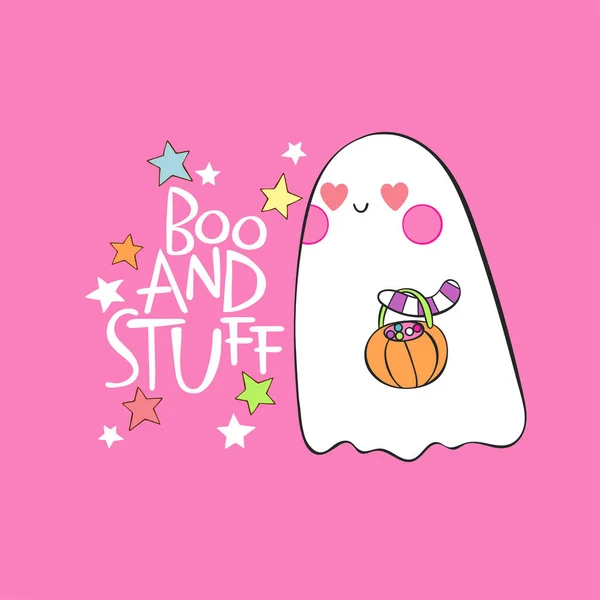 Boo Tout Fantôme Halloween Hearts Objet Vectoriel Isolé Rose — Image vectorielle