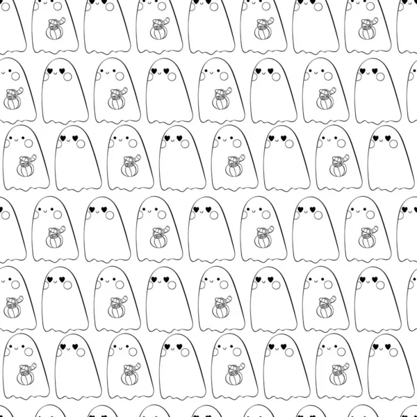 Ghost Halloween Print Seamless Vector Pattern Background — Stock Vector