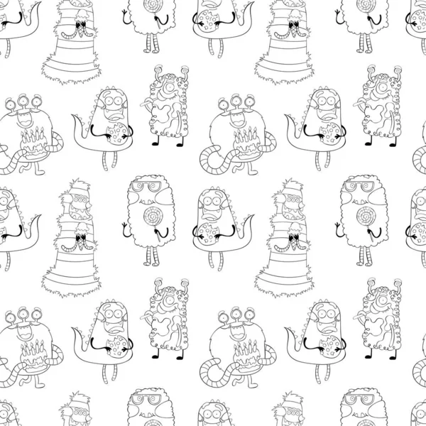 Monsters Halloween Background Seamless Vector Pattern Print — Stock Vector