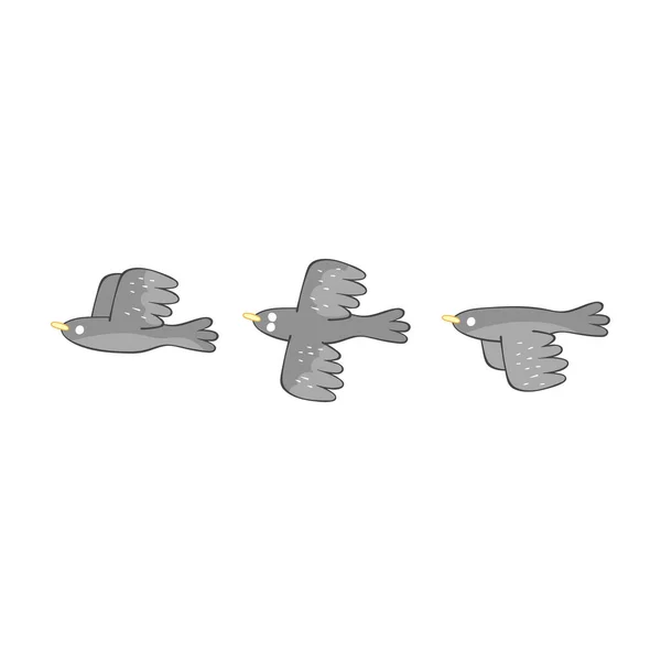 三只鸟 白色背景上的孤立向量对象 — 图库矢量图片