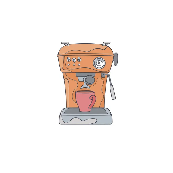 Máquina Café Desenhos Animados Objeto Vetorial Isolado Fundo Branco — Vetor de Stock