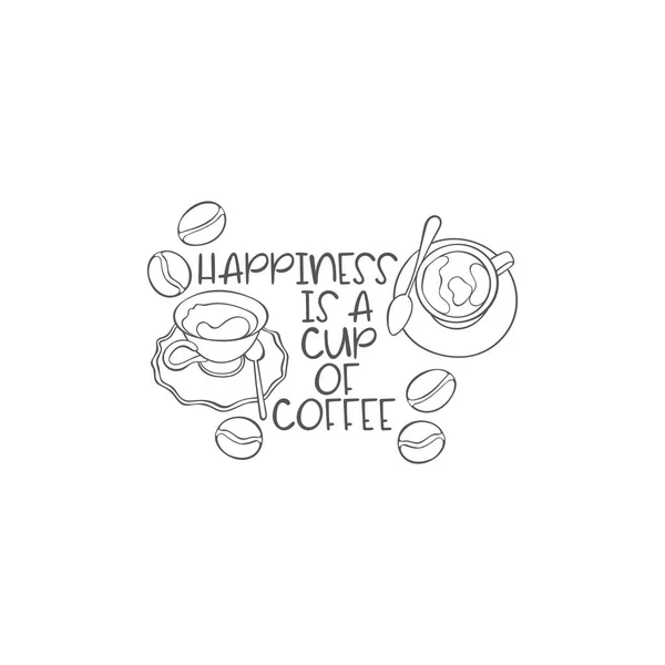 Felicità Una Tazza Caffè Una Tazza Bevande Calde Tazza Caffè — Vettoriale Stock