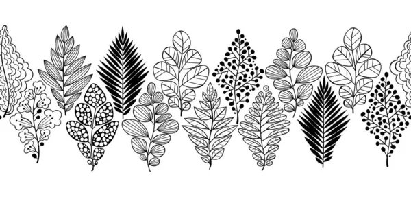 Ornement Abstrait Doodle Motif Géométrique Floral Cadre Vectoriel Sans Couture — Image vectorielle