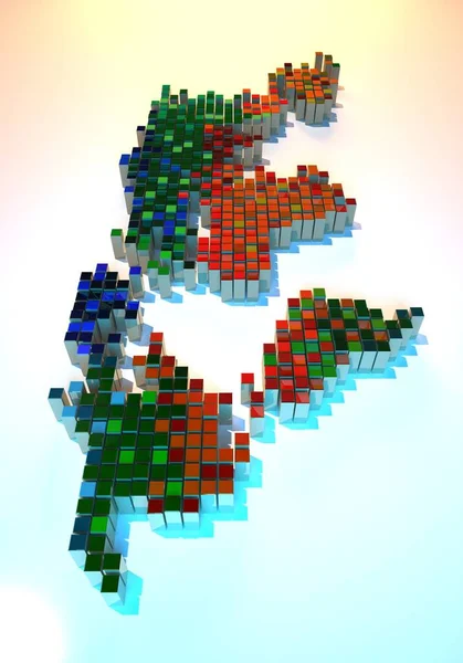 Mappa Del Mondo Composta Cubi Multicolori Gioco Bambini Puzzle Mosaico — Foto Stock