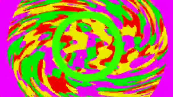 Цветовые Пятна Концентрические Круги Кольца Яркие Галлюцинации — стоковое видео