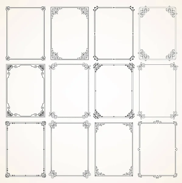Coleção Doze Quadros Alta Qualidade Full Vector Calligraphic — Vetor de Stock