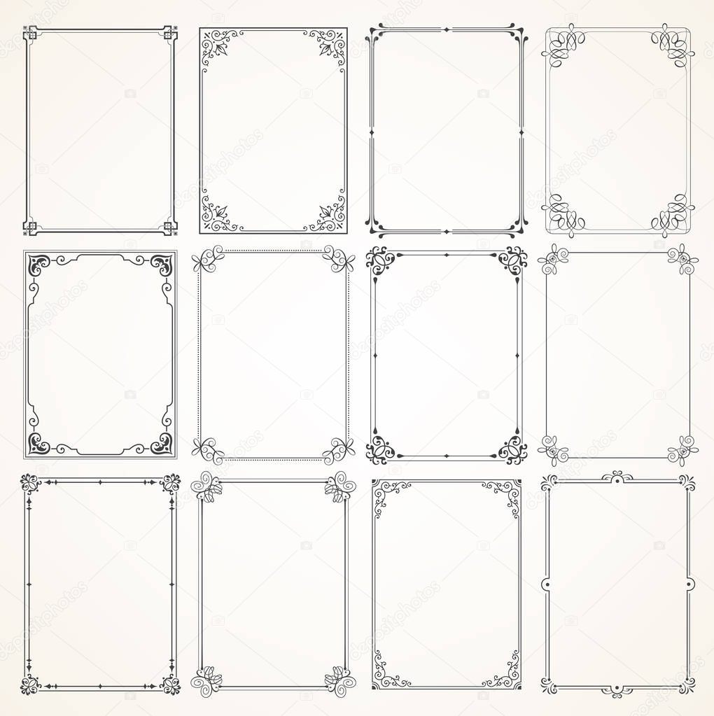 Collection of twelve high quality Full Vector Calligraphic frames