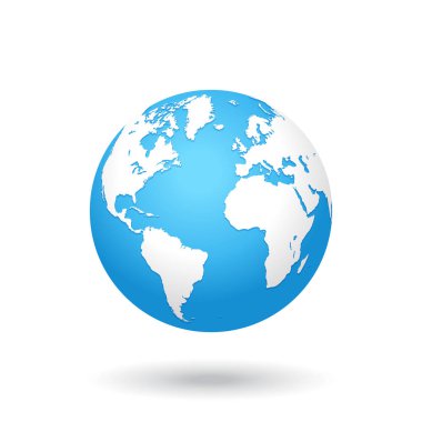 Beyaz arka plan üzerinde izole bir dünya üzerinde eşlenen ayrıntılı renkli Dünya Haritası