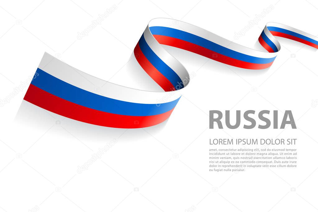 Vector Illustration Banner with Russian Flag colors in a perspective view
