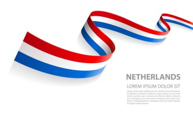 Perspektif görünüm içinde Nederland bayrağı ile vektör çizim Banner renkler