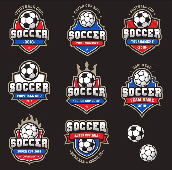 Συλλογή Από Γενικό Ποδόσφαιρο Ποδόσφαιρο Ομάδα Λογότυπα Λογότυπα Πρωτάθλημα — Διανυσματικό Αρχείο