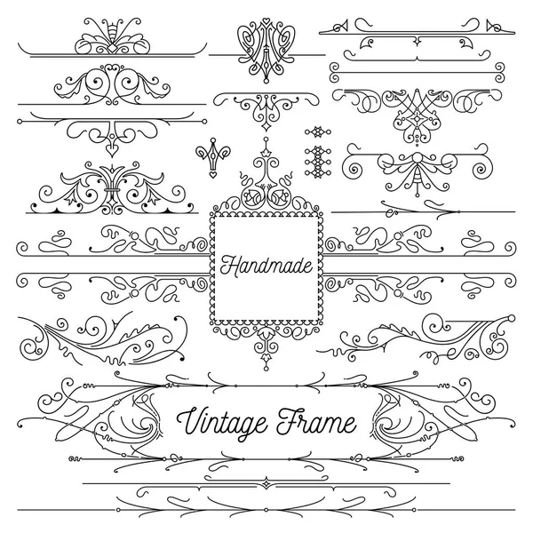 Colectio Marcos Decorativos Vintage Vector Dibujado Mano Divisores Decoraciones Marcos — Vector de stock