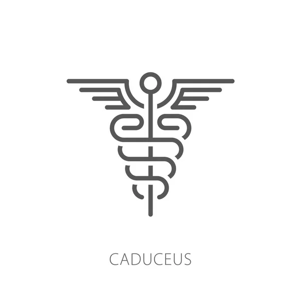 Ilustração Vetor Ícone Caduceus Linha Fina Estilo Moderno — Vetor de Stock