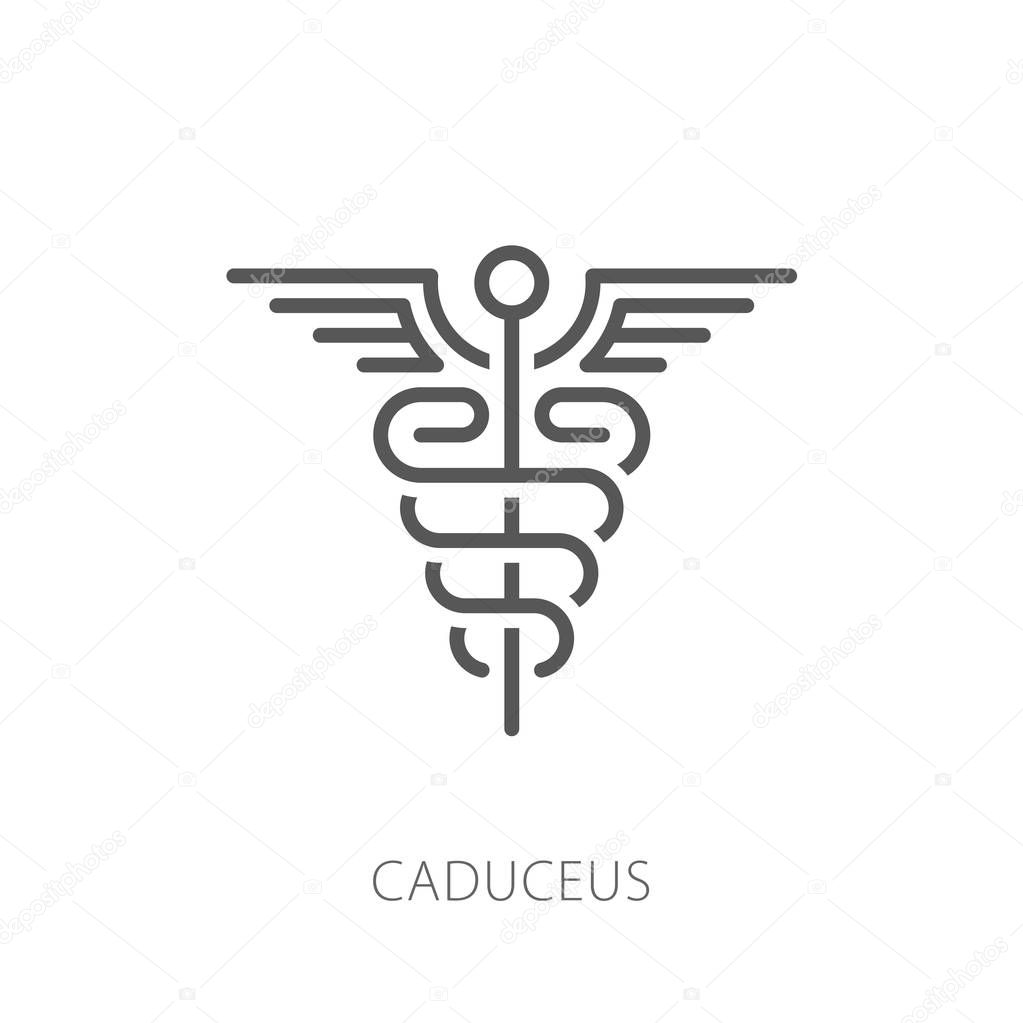Caduceus icon vector illustration. Thin line modern style