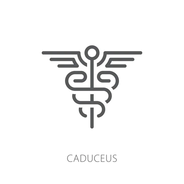 Caduceus Значок Векторна Ілюстрація Тонка Лінія Сучасний Стиль — стоковий вектор