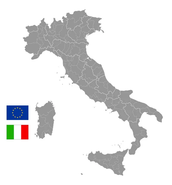 Mappa Vettoriale Grigia Italia Con Confini Amministrativi — Vettoriale Stock