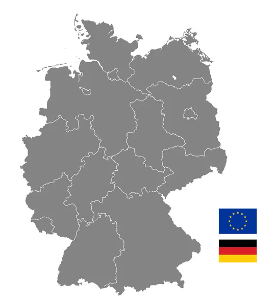 Mapa Vetorial Cinzento Alemanha Com Fronteiras Administrativas —  Vetores de Stock