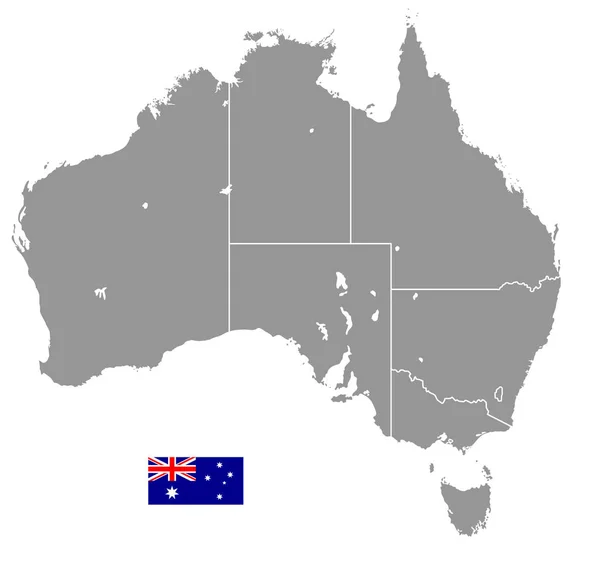 Šedá Vektorová Mapa Austrálie Administrativní Hranice — Stockový vektor