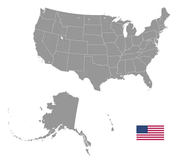 Grey Vector Map Usa Administrative Borders — Stock Vector