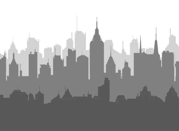 Estilo Plano Ciudad Skyline Vector Ilustración Paisaje Urbano Tonos Negro — Archivo Imágenes Vectoriales