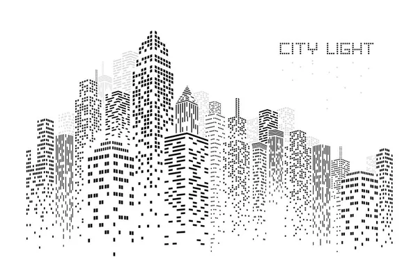 Městská Panorama Vektorová Ilustrace Městská Krajina Vytvořená Pozicí Černých Oken — Stockový vektor