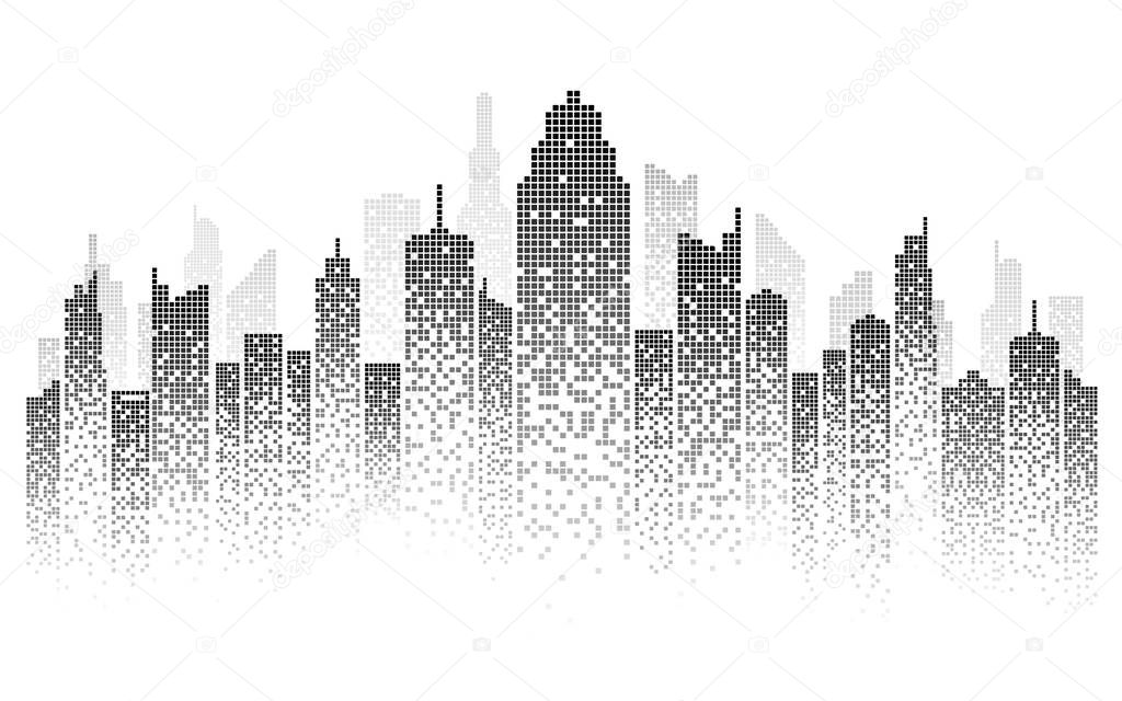 city skyline vector illustration urban landscape created by the position of black windows on white backgrond