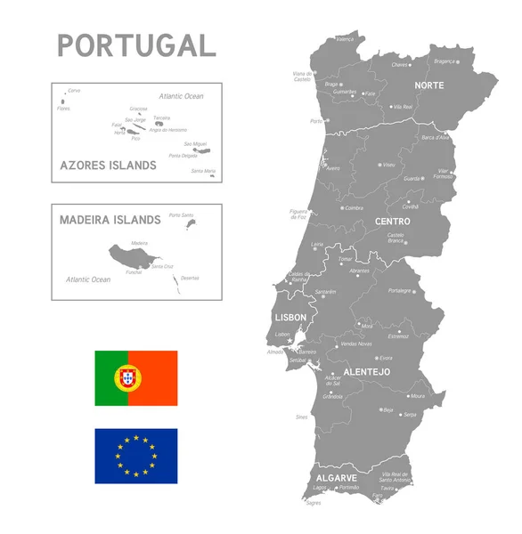 Mapa Detalhado Do Vetor De Portugal E A Cidade Capital Lisboa Vector De  Stock, Royalty-Free