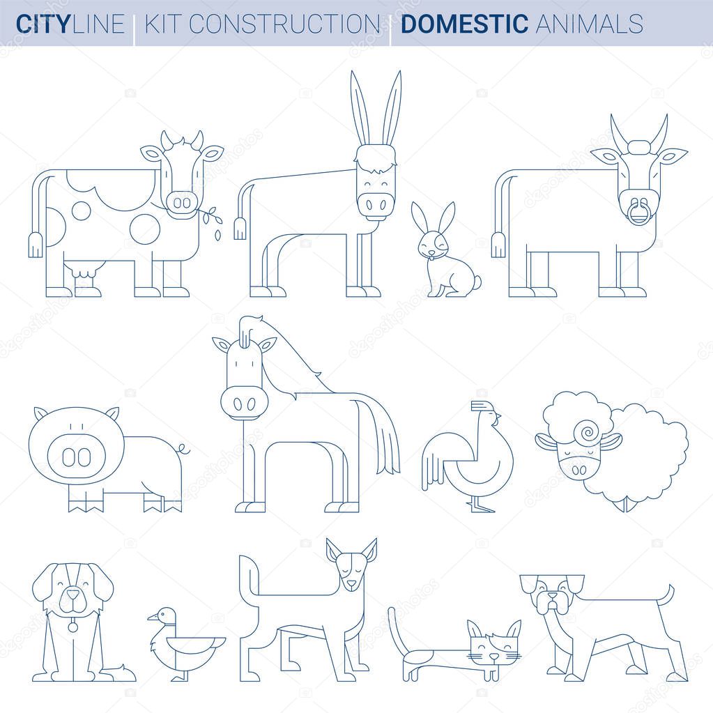 Line ART vol 1. Original Line art Vector Illustration Collection of Domestic and farm Animals