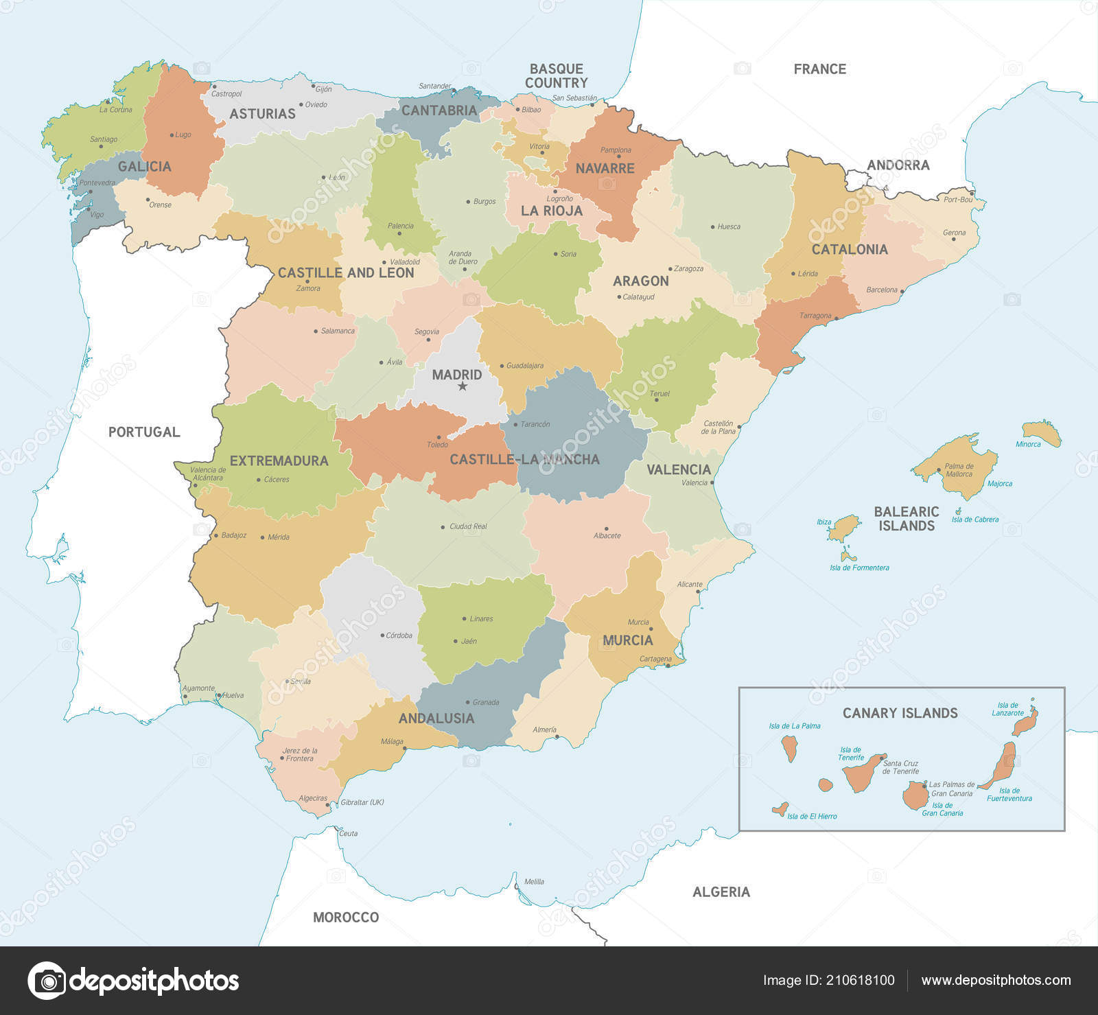 Vector map Spain Admin