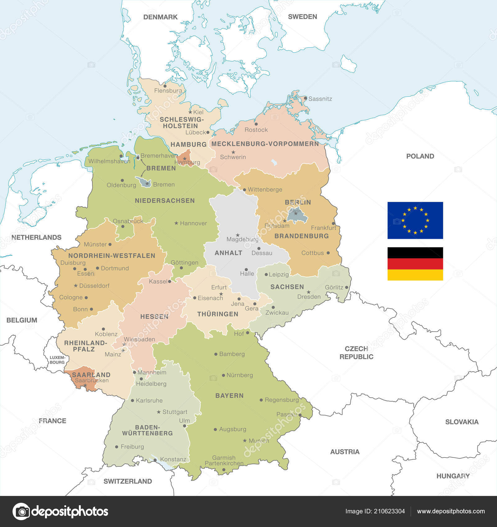 Mapa Alemania Con Nombres