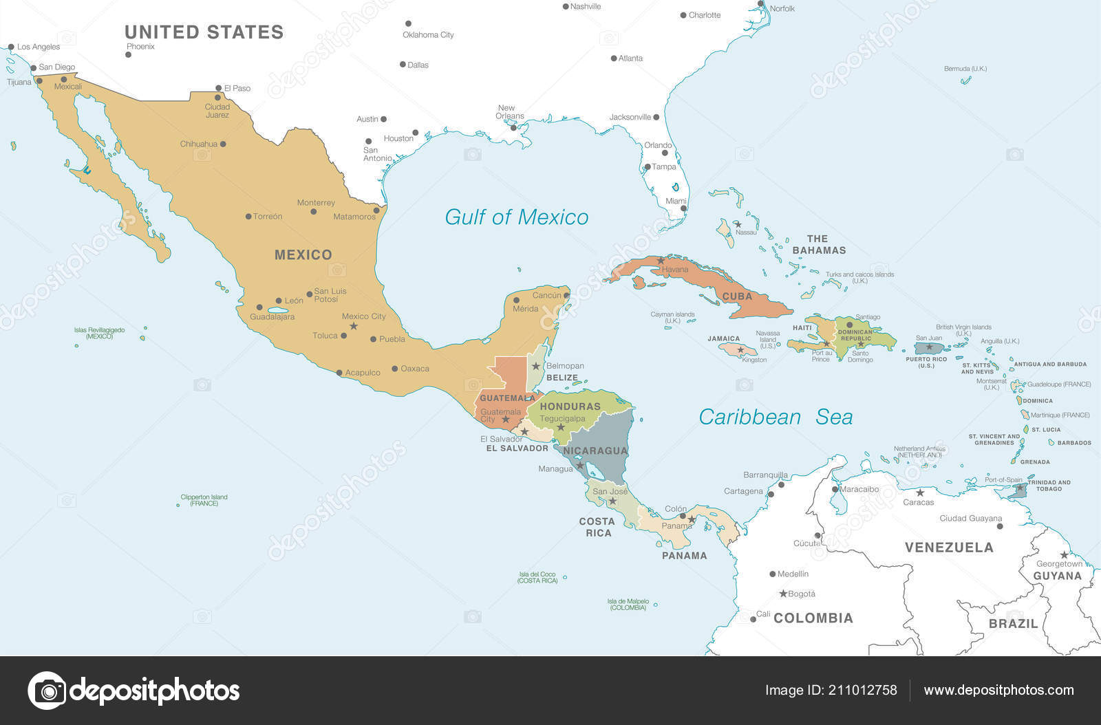 Mapa De America Del Centro Con Nombres