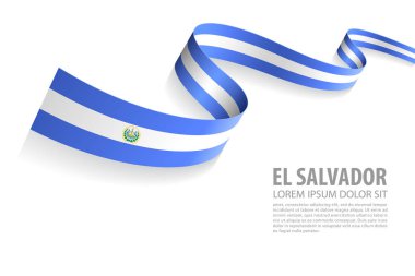 El Salvador bayrağı ile vektör çizim Banner bir perspektif görünümünde renkler