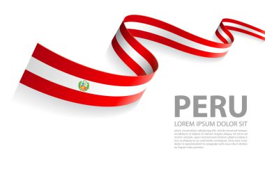 Vektör çizim afiş Peru bayrağı ile bir perspektif görünüm renkleri