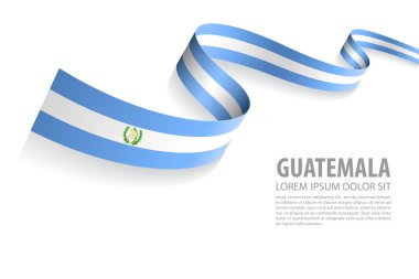 Guatemala bayrağı ile vektör çizim Banner bir perspektif görünüm renkleri