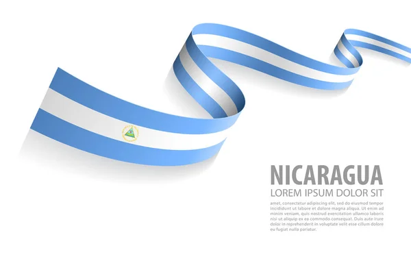 Vektorové Ilustrace Banner Nikaragui Vlajka Barvy Perspektivním Zobrazení — Stockový vektor