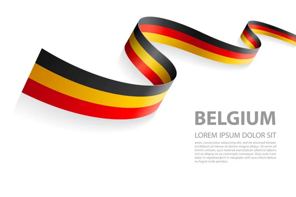 Banner Ilustrasi Vektor Dengan Warna Bendera Belgia Dalam Pandangan Perspektif - Stok Vektor