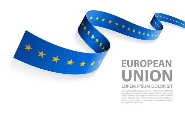 透视视图中带有欧盟标志颜色的矢量插图横幅 — 图库矢量图片
