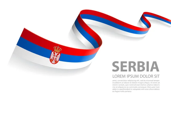 Banner Ilustración Vectorial Con Colores Bandera Serbia Una Vista Perspectiva — Archivo Imágenes Vectoriales