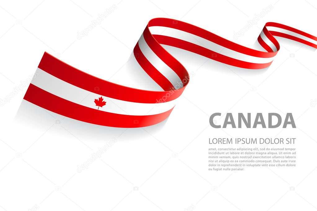 Vector Illustration Banner with Canada Flag colors in a perspective view