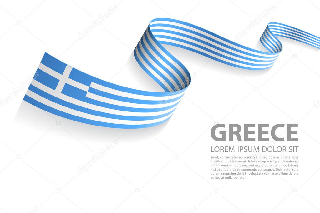 Vector Illustration Banner with Greece Flag colors in a perspective view