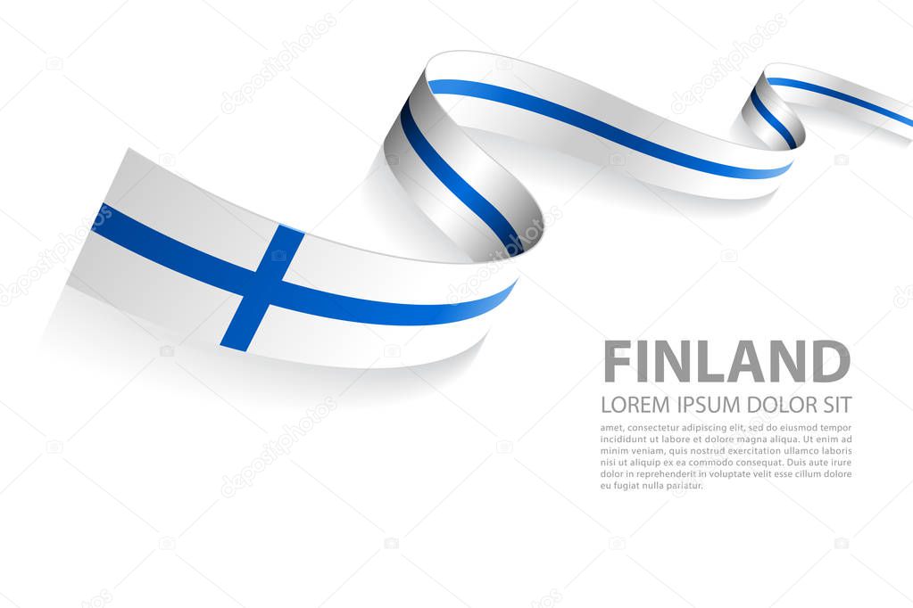 Vector Illustration Banner with Finland Flag colors in a perspective view