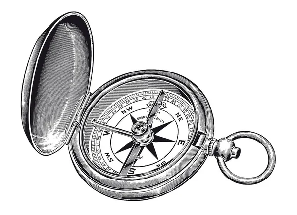 Illustration Vectorielle Complète Illustration Une Gravure Vintage Compass Rose Haute — Image vectorielle